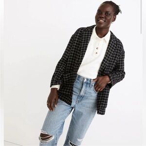 Madewell Black and White Plaid Blazer